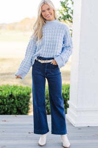 Put It All Together Light Blue Textured Sweater