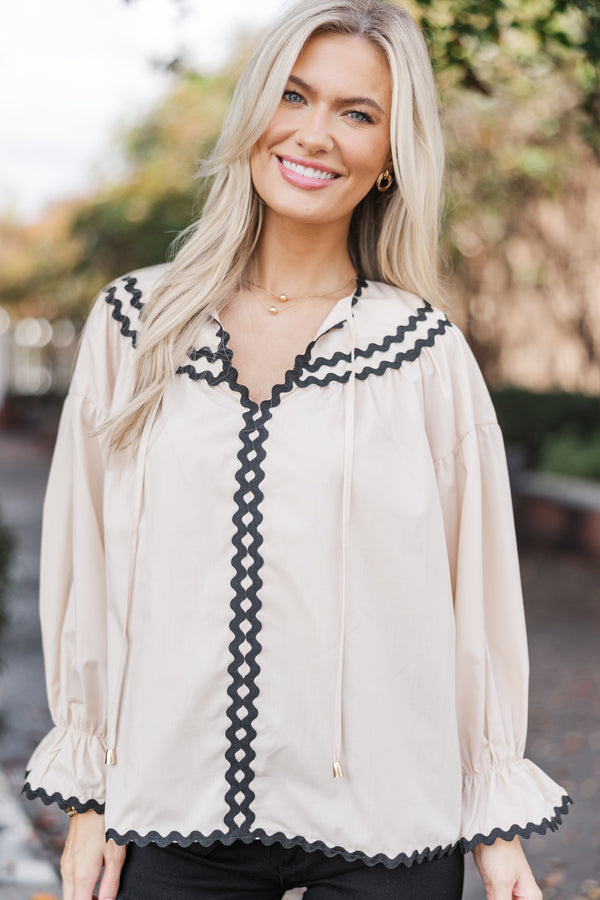 Feeling Fresh Ecru White Rickrack Blouse