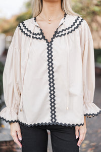 Feeling Fresh Ecru White Rickrack Blouse