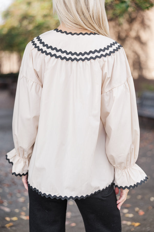 Feeling Fresh Ecru White Rickrack Blouse