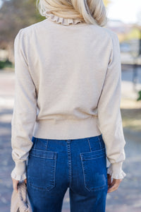 Back To You Oatmeal Ruffled Sweater