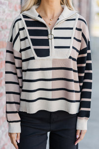 Always The Way Ecru Multi Striped Sweater