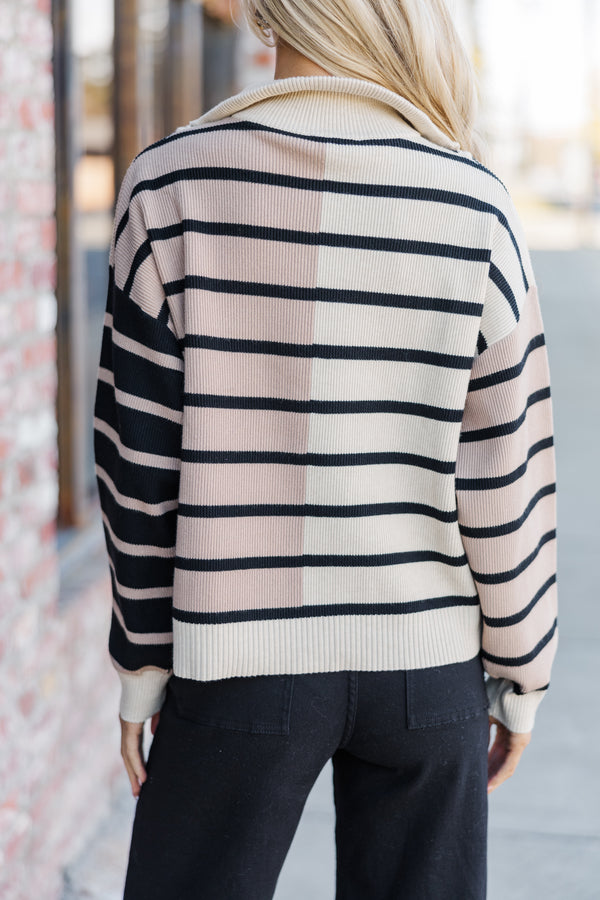 Always The Way Ecru Multi Striped Sweater