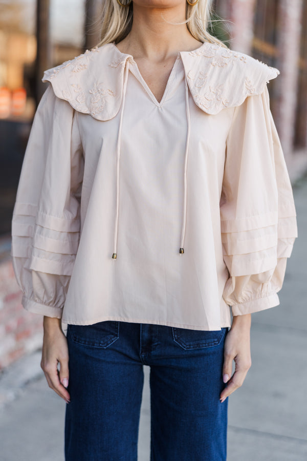 Fully Prepared Ecru White Bubble Sleeve Blouse