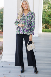 All For The Best Purple Floral Blouse