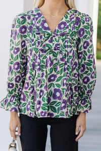 All For The Best Purple Floral Blouse