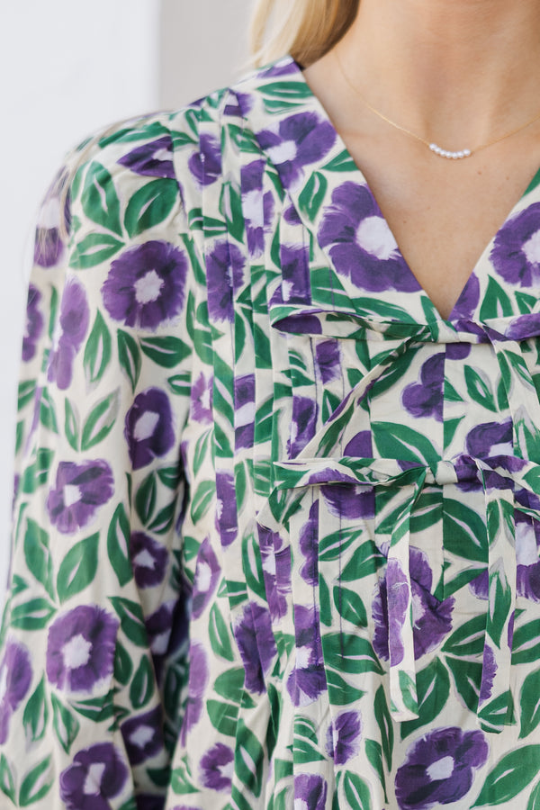 All For The Best Purple Floral Blouse