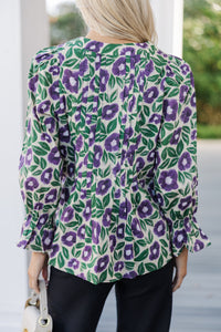 All For The Best Purple Floral Blouse