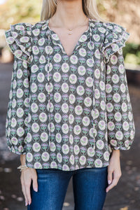 Stay On Schedule Brown Medallion Print Blouse