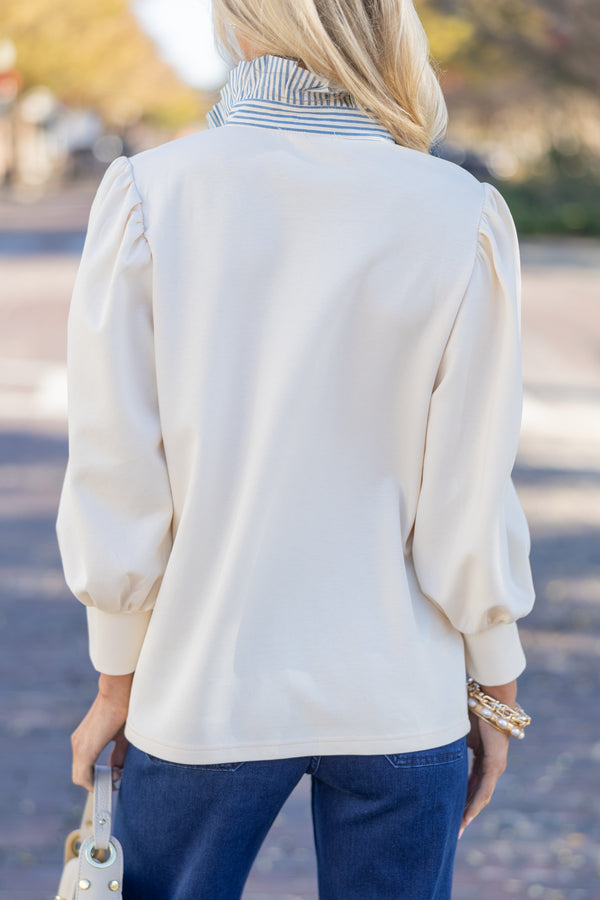 All In Order Cream 3/4 Sleeve Blouse