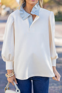 All In Order Cream 3/4 Sleeve Blouse