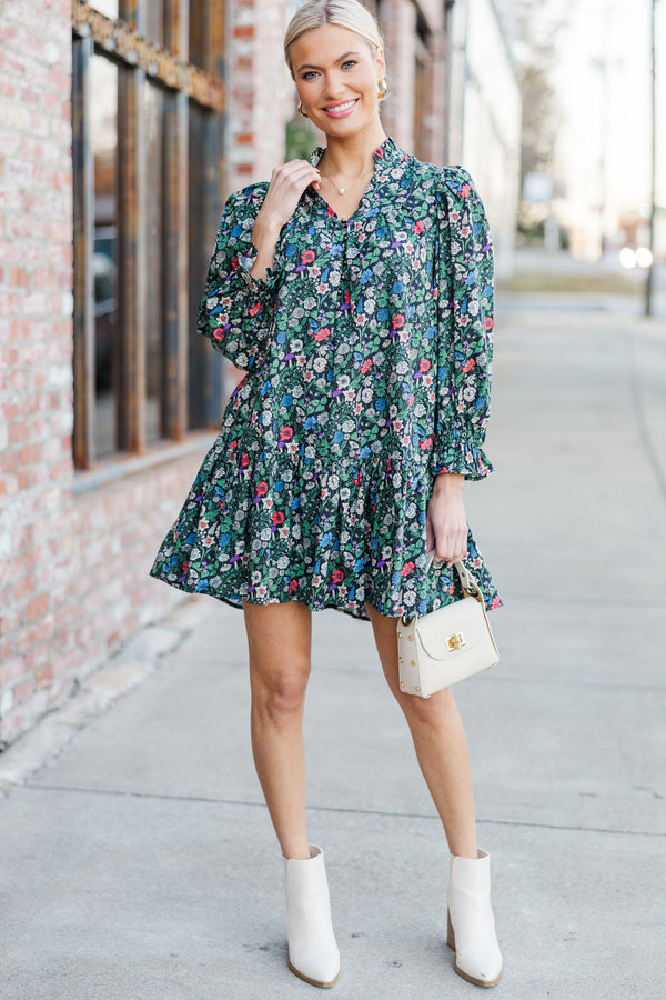 Last Forever Black Ditsy Floral Dress