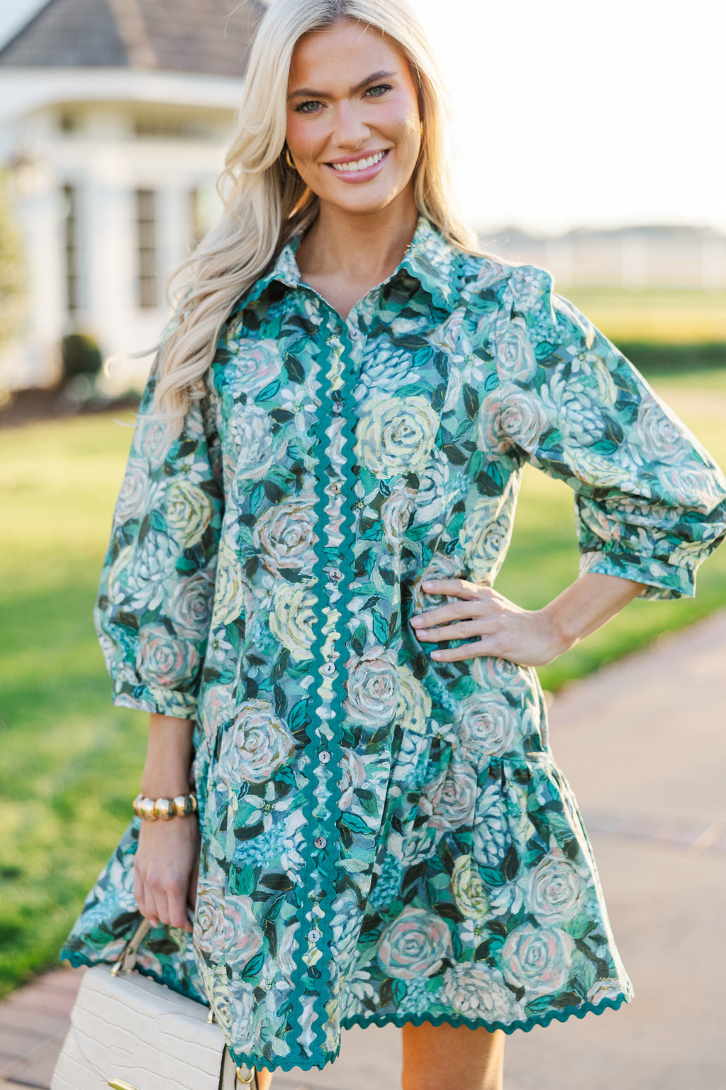 teal green floral dress Happy To Be Here Teal Green Floral Dress  Shop the Mint