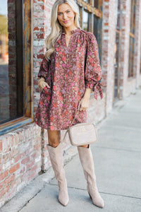 Take My Word Brown Ditsy Floral Dress