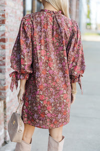 Take My Word Brown Ditsy Floral Dress