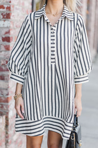 It All Comes Together Black Striped Dress