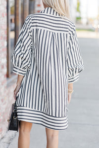 It All Comes Together Black Striped Dress