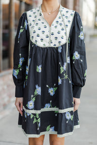 Get To Know You Black Mixed Print Dress