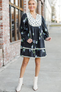 Get To Know You Black Mixed Print Dress