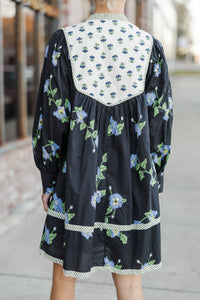 Get To Know You Black Mixed Print Dress