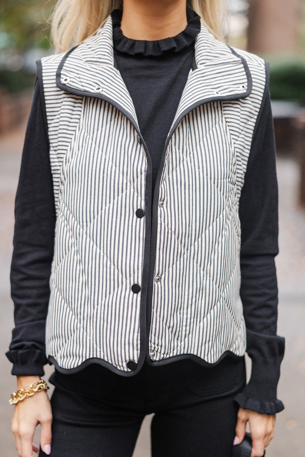 It's All Alright Black Striped Vest