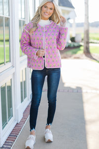 Let It Build Pink Floral Quilted Jacket