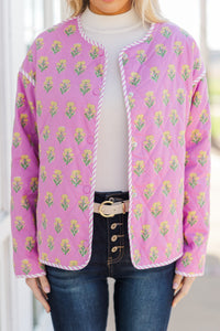 Let It Build Pink Floral Quilted Jacket