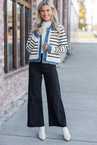 Make Your Choice Cream Striped Cardigan Jacket