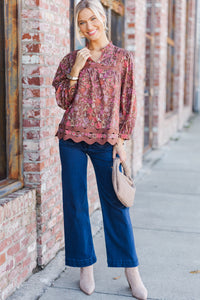 In This Case Brown Floral Blouse