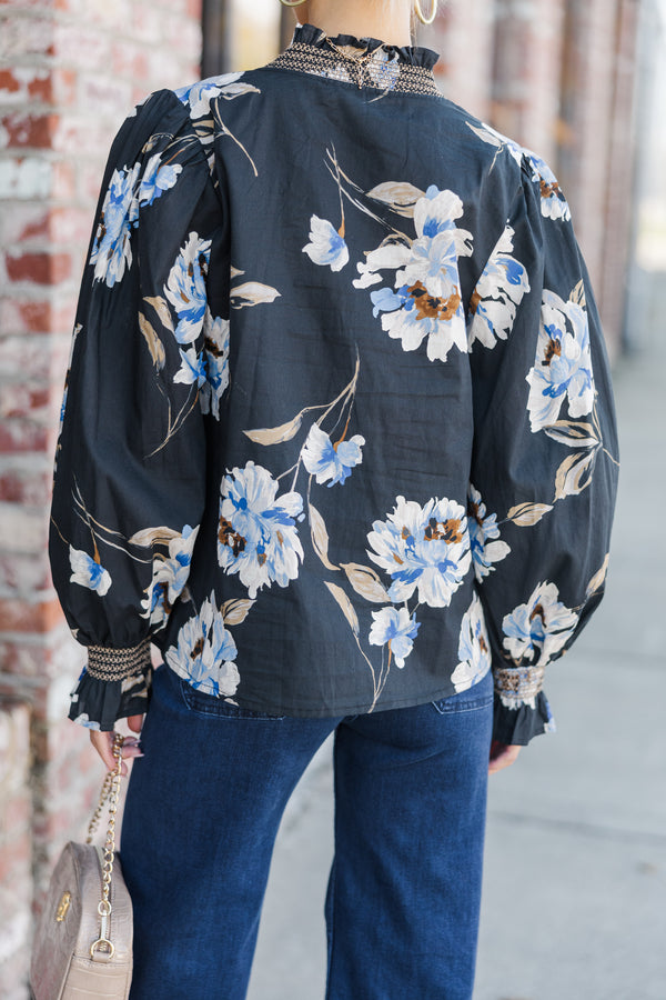 Find A Way Textured Floral Blouse - Black main image 0