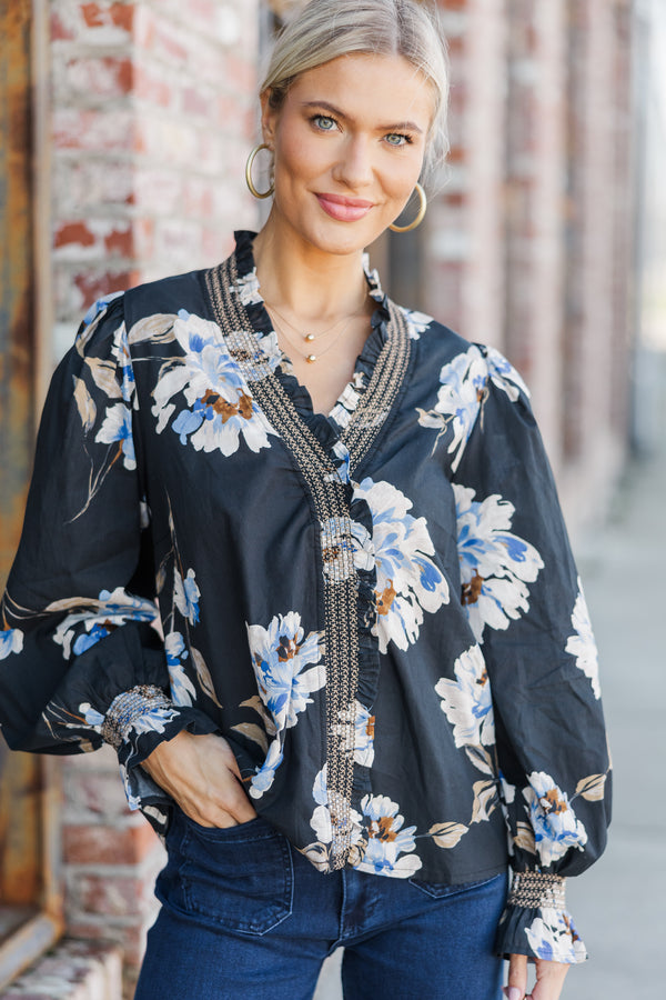 Take A Look Black Floral Blouse