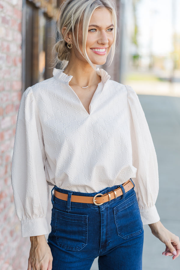 Believe What You See Ecru White Blouse