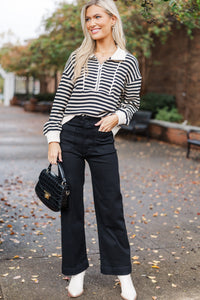 Get Going Black Striped Sweater