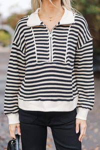 Get Going Black Striped Sweater