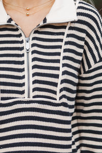 Get Going Black Striped Sweater