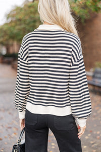 Get Going Black Striped Sweater