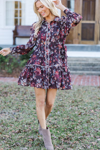 Meet You There Espresso Brown Floral Dress