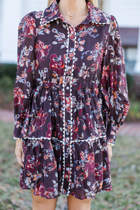 Meet You There Espresso Brown Floral Dress