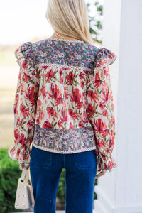 All So Good Berry Pink Floral Blouse