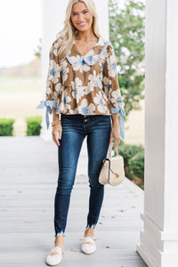 It's Your Time Brown Floral Blouse