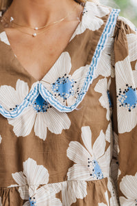 It's Your Time Brown Floral Blouse