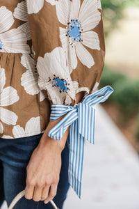 It's Your Time Brown Floral Blouse