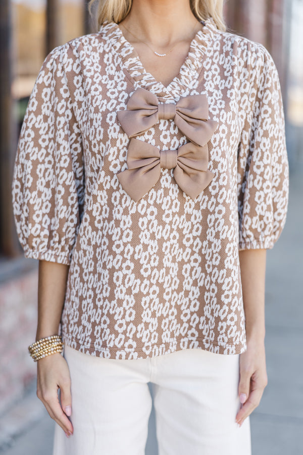 Before You Know It Brown Floral Blouse