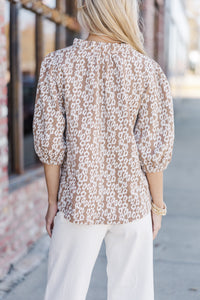 Before You Know It Brown Floral Blouse