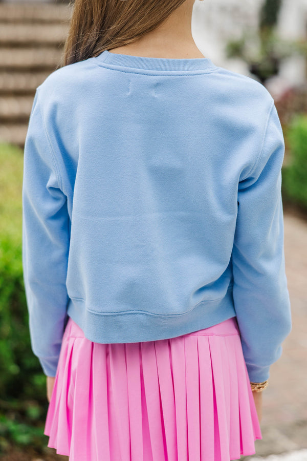 Girls: Just The Essentials Blue Graphic Sweatshirt
