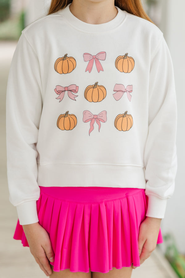 Girls: Pumpkin Spice & Everything Nice White Graphic Sweatshirt