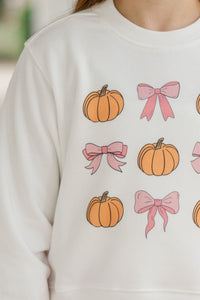 Girls: Pumpkin Spice & Everything Nice White Graphic Sweatshirt