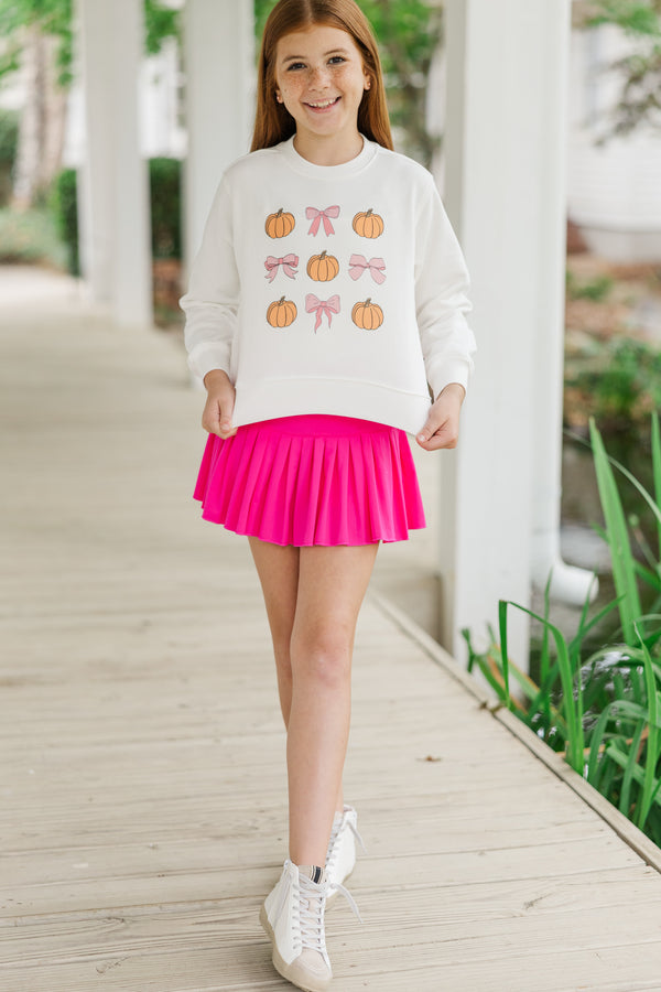 Girls: Pumpkin Spice & Everything Nice White Graphic Sweatshirt