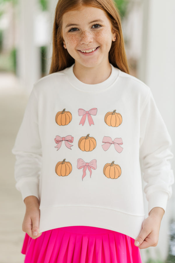 Girls: Pumpkin Spice & Everything Nice White Graphic Sweatshirt