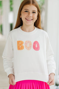 Girls: My Boo White Graphic Sweatshirt